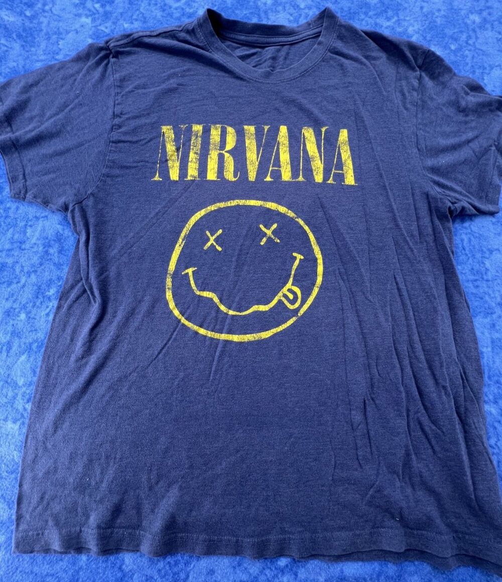 Nirvana Band Navy Blue T-Shirt Tee Size Adult Size 2XL